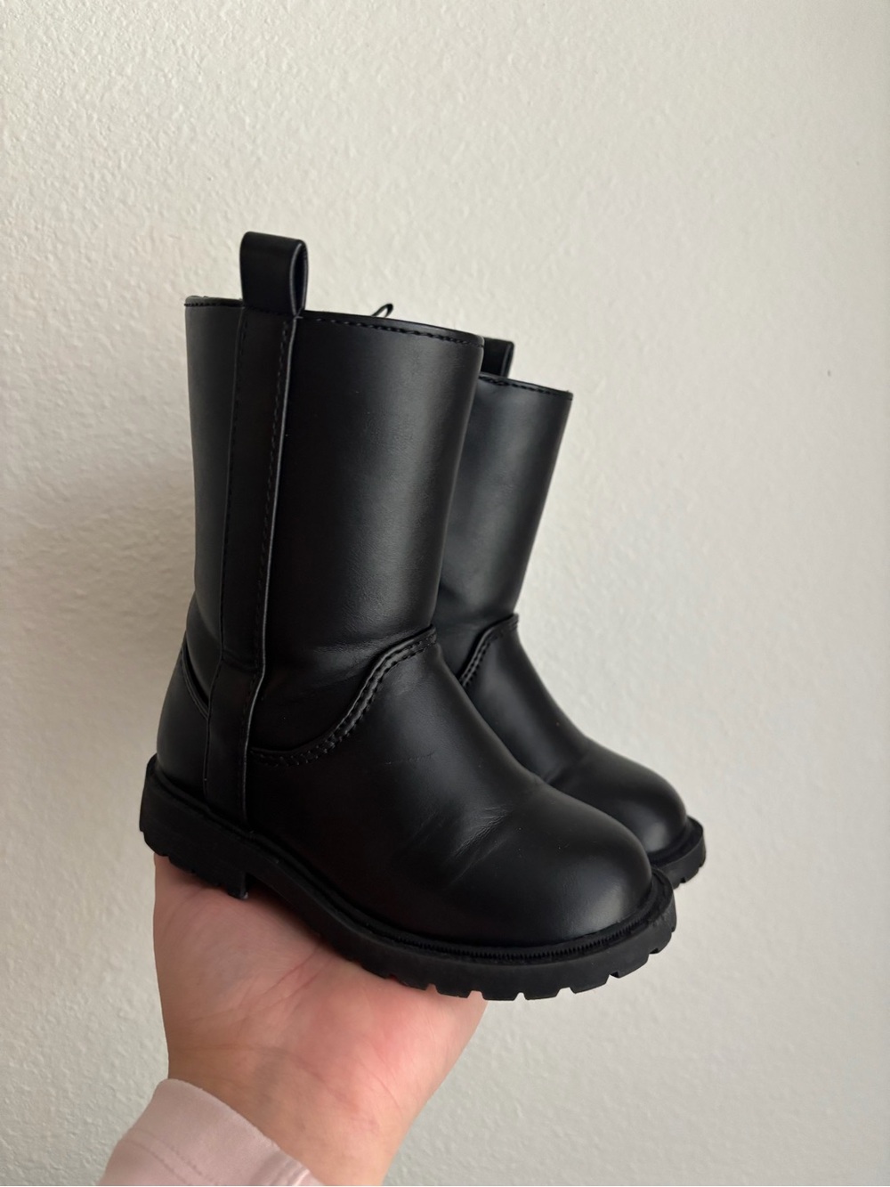 Old Navy Black Kids Pull-On Mid-Calf Boots 7c